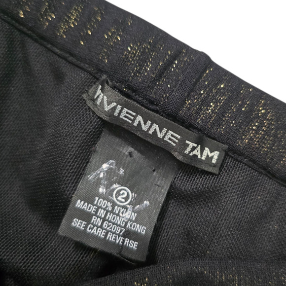 Vivienne Tam 90s Sheer Mesh Pants Black Gold Beaded Sequin Size 2 Archival Rare - Picture 6 of 9